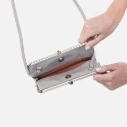 Lauren Crossbody In Polished Leather - Light Grey -Hobo Sales Store VI 35922LTGR 03