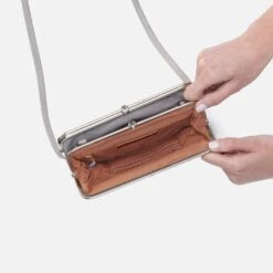 Lauren Crossbody In Polished Leather - Light Grey -Hobo Sales Store VI 35922LTGR 04