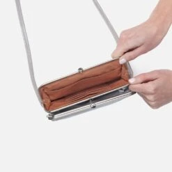 Lauren Crossbody In Polished Leather - Light Grey -Hobo Sales Store VI 35922LTGR 05