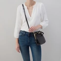 Alba Crossbody In Polished Leather - Black -Hobo Sales Store VI 35931BLK 02