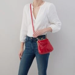 Alba Crossbody In Polished Leather - Claret -Hobo Sales Store VI 35931CLRT 02