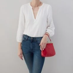 Alba Crossbody In Polished Leather - Claret -Hobo Sales Store VI 35931CLRT 04