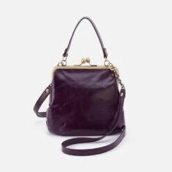 Alba Crossbody In Polished Leather - Deep Purple