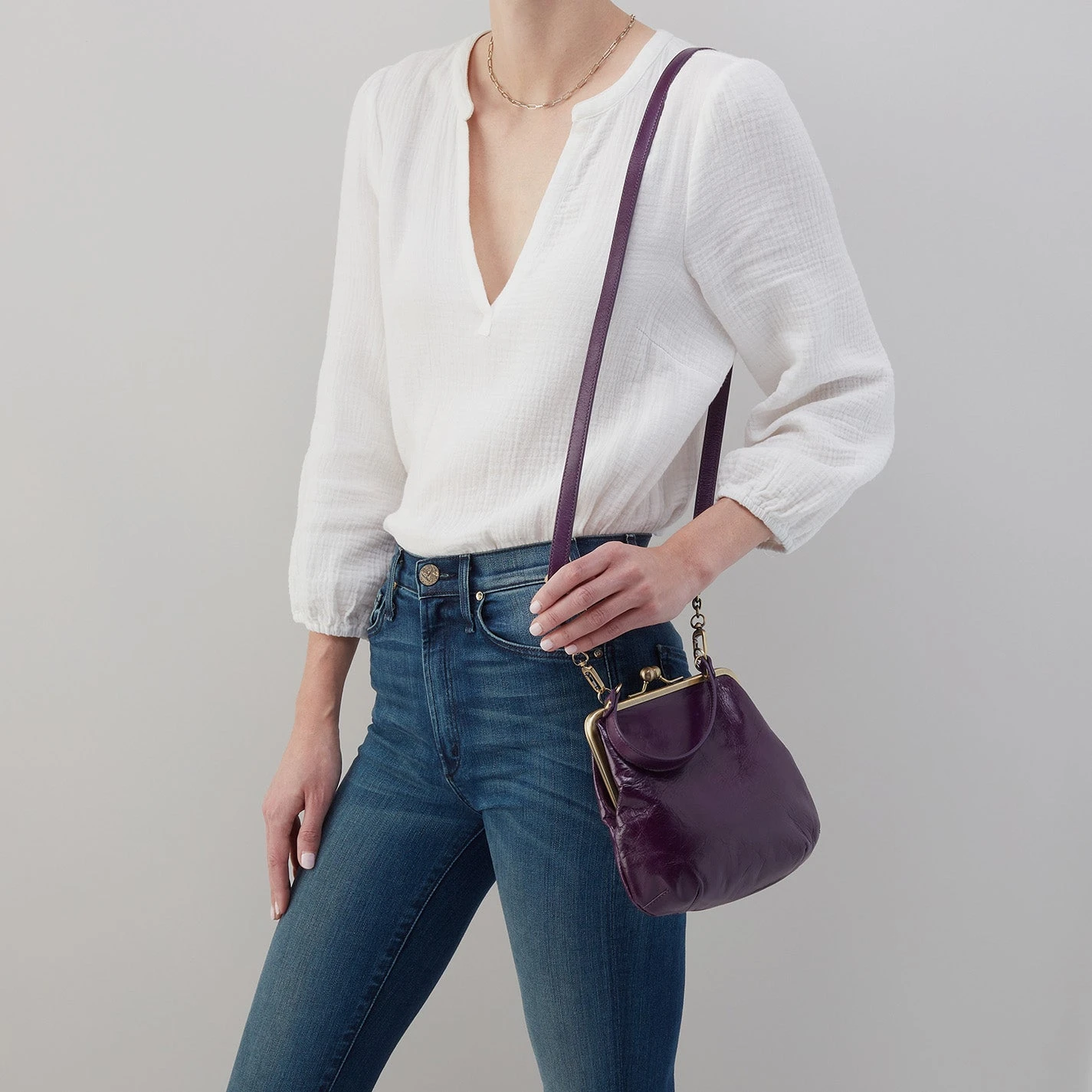 Alba Crossbody In Polished Leather - Deep Purple 3 Alba Crossbody In Polished Leather - Deep Purple - Image 3