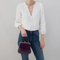 Alba Crossbody In Polished Leather - Deep Purple 10 Alba Crossbody In Polished Leather - Deep Purple -Hobo Sales Store VI 35931DPRP 04
