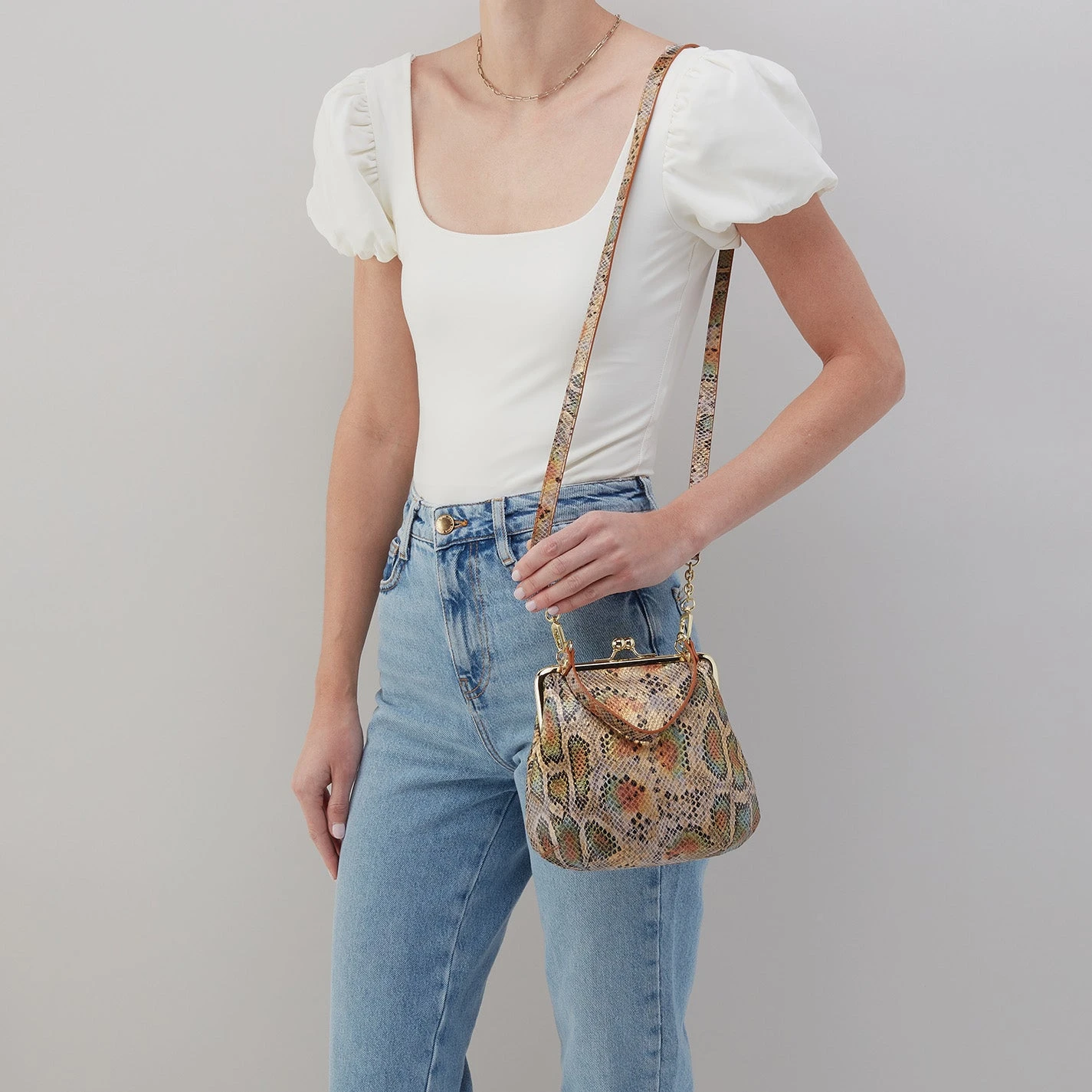 Alba Crossbody In Printed Leather - Opal Snake Print 2 Alba Crossbody In Printed Leather - Opal Snake Print - Image 2