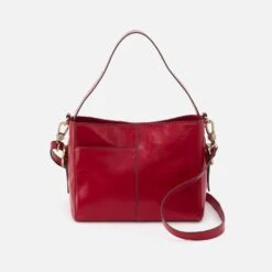 Render Small Crossbody In Polished Leather - Claret