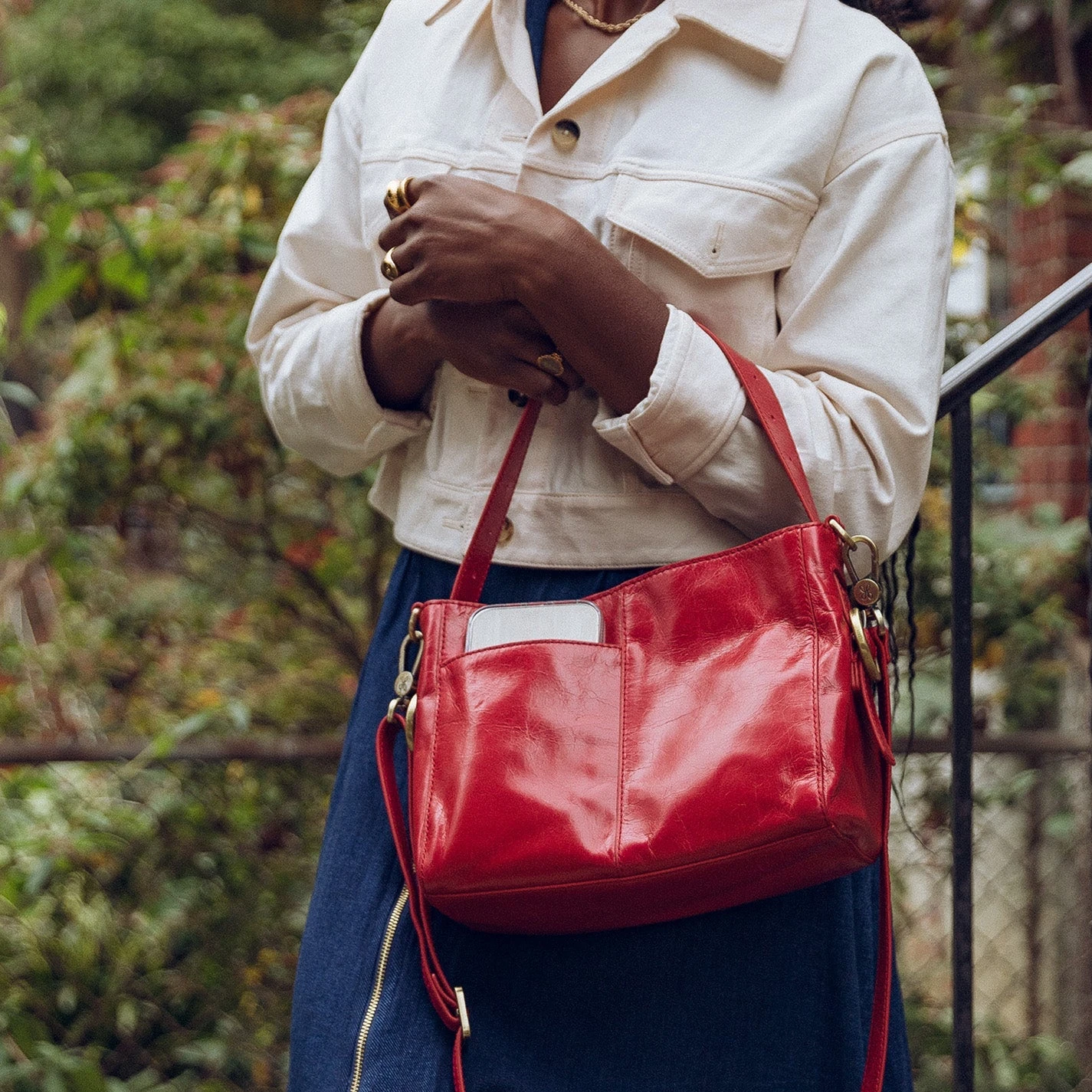 Render Small Crossbody In Polished Leather - Claret 2 Render Small Crossbody In Polished Leather - Claret - Image 2