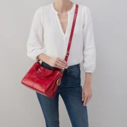 Render Small Crossbody In Polished Leather - Claret 9 Render Small Crossbody In Polished Leather - Claret -Hobo Sales Store VI 35933CLRT 02