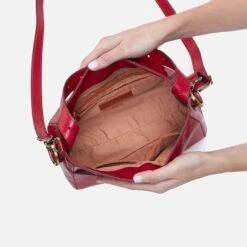 Render Small Crossbody In Polished Leather - Claret 10 Render Small Crossbody In Polished Leather - Claret -Hobo Sales Store VI 35933CLRT 03