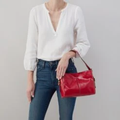 Render Small Crossbody In Polished Leather - Claret 11 Render Small Crossbody In Polished Leather - Claret -Hobo Sales Store VI 35933CLRT 04