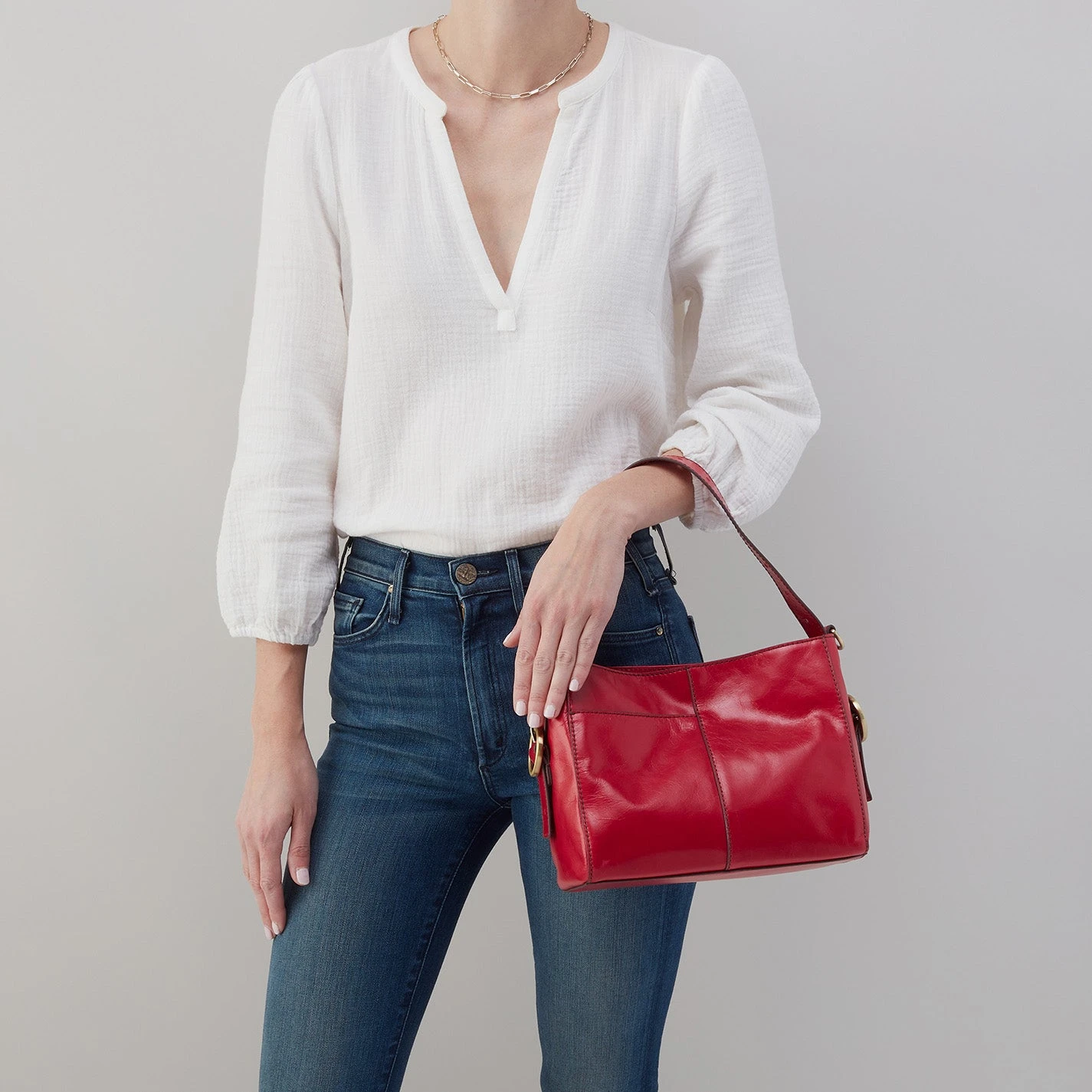 Render Small Crossbody In Polished Leather - Claret 5 Render Small Crossbody In Polished Leather - Claret - Image 5