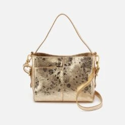 Render Small Crossbody In Metallic Leather - Gilded Marble