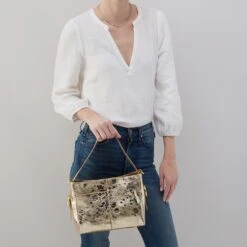 Render Small Crossbody In Metallic Leather - Gilded Marble -Hobo Sales Store VI 35933GLMB 04