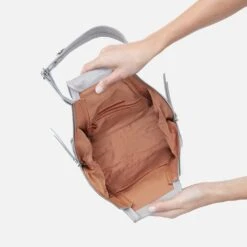 Betta Backpack In Polished Leather - Light Grey -Hobo Sales Store VI 35936LTGR 03