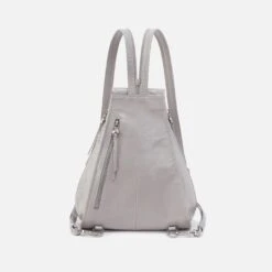 Betta Backpack In Polished Leather - Light Grey -Hobo Sales Store VI 35936LTGR 05